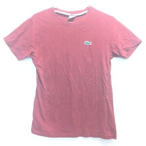 Lacoste Men's XL Red Short Sleeve Crew Neck T-Shirt Embroidered Crocodile Logo